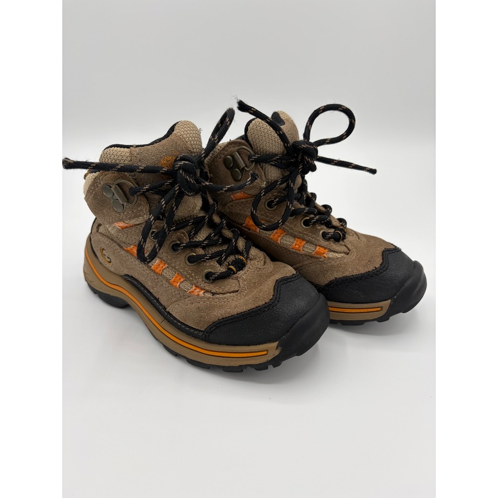 Timberland Toddler Hiking Boots Brown Tan Orange Leather Lace Up Size 9.5M